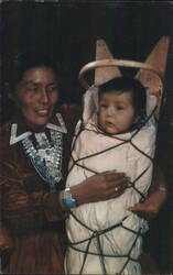 Navajo Mother and Child with Turquoise Jewelry Postcard