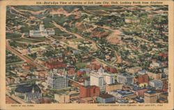 Bird's-Eye View of Salt Lake City, Utah from Airplane Postcard