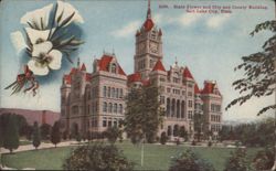 State Flower and City and County Building, Salt Lake City Postcard