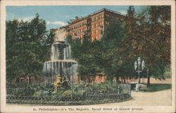 The Majestic Hotel & Fountain, Broad St at Girard Ave Postcard
