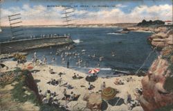 Bathing Beach, La Jolla - Bathers & Pier Postcard