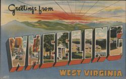 Greetings from Wheeling WV Letter Views Postcard
