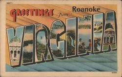 Greetings from Roanoke Virginia Letter Views Postcard
