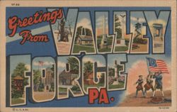 Greetings from Valley Forge PA - Pictorial Lettering Postcard