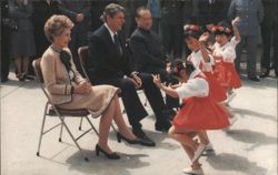Reagan & Nancy Watch Children Dance, Shanghai China 1984 Postcard