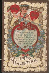 Cupid with Hearts & Forget-Me-Nots, To My Valentine Postcard