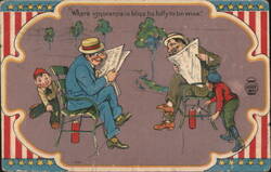 Ignorance is Bliss Folly to be Wise, Men Reading Postcard