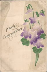 Hearty Congratulations Purple Violets Postcard