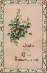 Holly Hanging Basket, Glad Remembrance Greeting Postcard