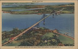 Mount Hope Bridge, Mount Hope Bay, Rhode Island Postcard