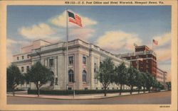 U.S. Post Office and Hotel Warwick Postcard