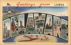 Greetings from LEWES DELAWARE - Large Letter Scenes Postcard