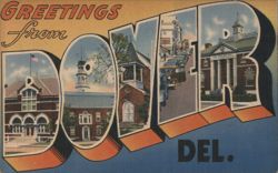 Greetings from Dover Multi-View Buildings Postcard