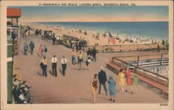 Boardwalk and Beach, Looking North Postcard