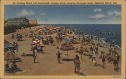 Bathing Beach & Boardwalk, Henlopen Hotel, Rehoboth Beach, DE Postcard