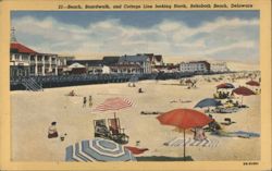 Beach, Boardwalk, and Cottage Line looking North Postcard
