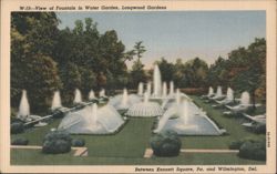 View of Fountain in Water Garden, Longwood Gardens Postcard
