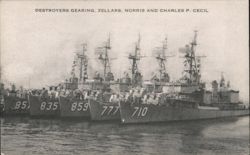 Destroyers Gearing, Zellars, Norris, Charles P. Cecil, Newport, RI Postcard