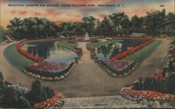 Beautiful Gardens and Bridges, Roger Williams Park Postcard