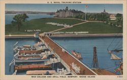 U. S. Naval Training Station, War College & Drill Field Postcard