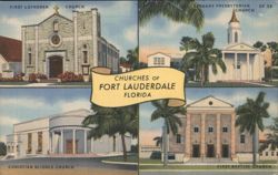 Churches of Fort Lauderdale, FL - 4 Views Postcard