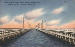 Twin Gandy Bridges, Tampa Bay, Tampa & St. Petersburg Postcard