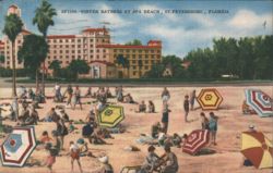 Winter Bathers at Spa Beach, St. Petersburg, Florida Postcard