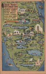 Map of Florida's Most Colorful Attractions & Spots Postcard