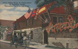 Oldest House, St. Francis St., St. Augustine, FL Horse Buggy Postcard