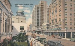 Flagler Street Business District, Miami Postcard