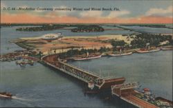 MacArthur Causeway, Miami & Miami Beach, with Blimp Postcard