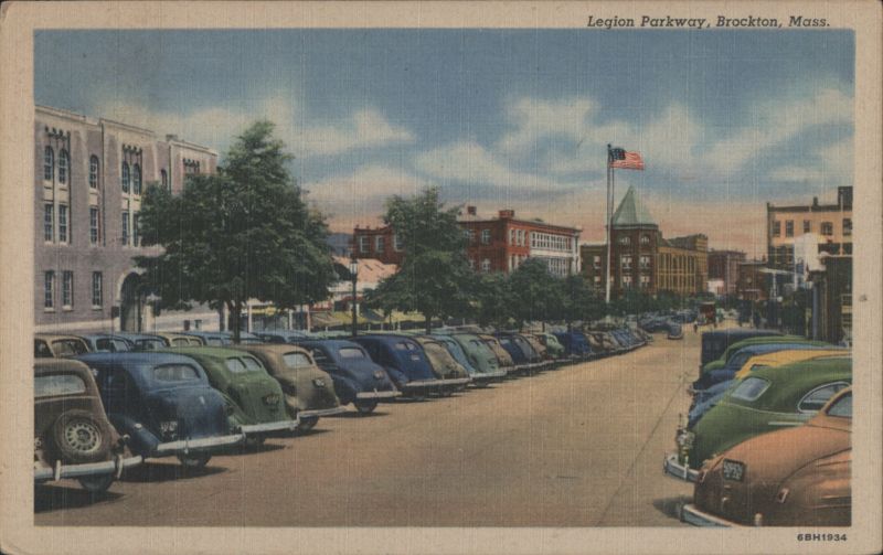 Legion Parkway, Parked Cars, Buildings Brockton Massachusetts