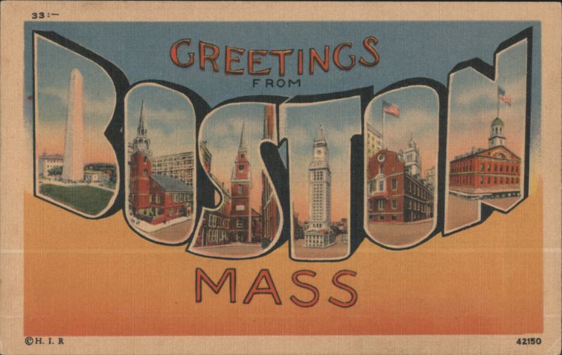 Greetings from Boston Mass. Letter View Landmarks Massachusetts