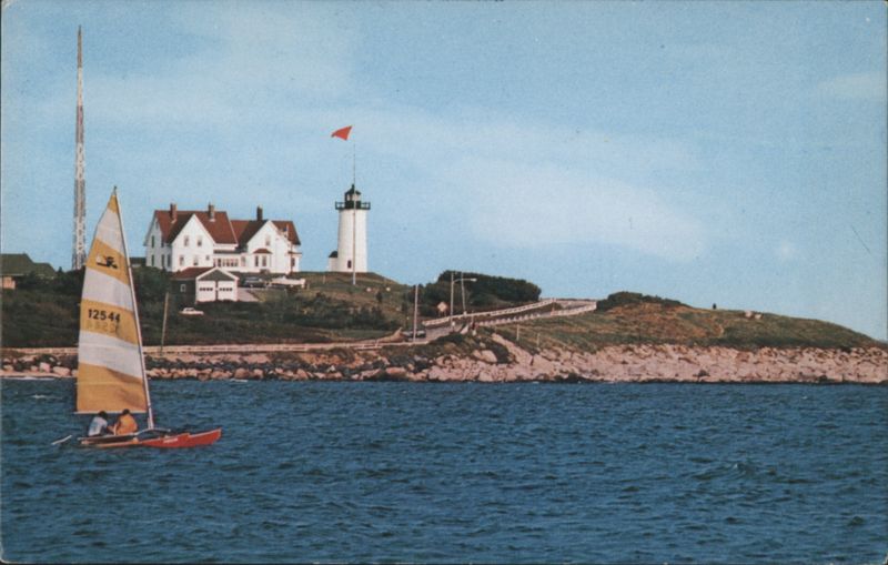 Nobska Lighthouse & Sailboat, Woods Hole, Cape Cod Massachusetts