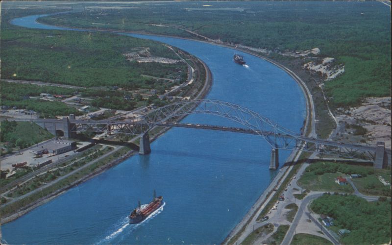 Cape Cod Canal & Sagamore Bridge with Ships Massachusetts