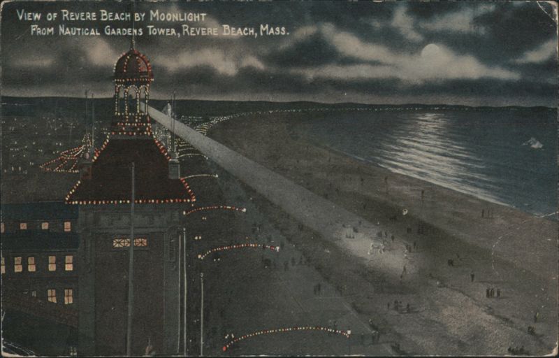 Revere Beach by Moonlight from Nautical Gardens Tower Massachusetts