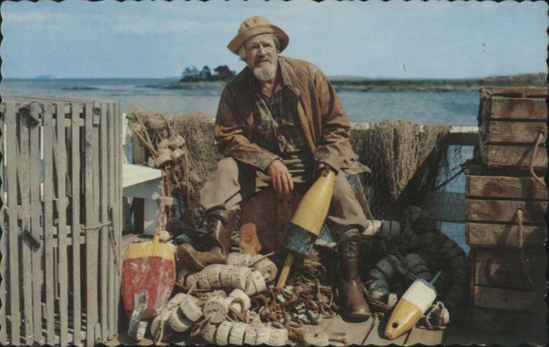 Old Salt New England Coast Fisherman Lobster Traps Maine