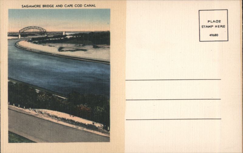 Sagamore Bridge and Cape Cod Canal Aerial View Massachusetts