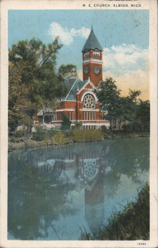 M. E. Church, Albion, Michigan with Water Reflection