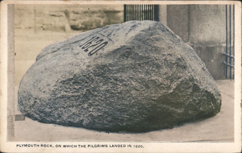 Plymouth Rock, On Which The Pilgrims Landed In 1620 Massachusetts