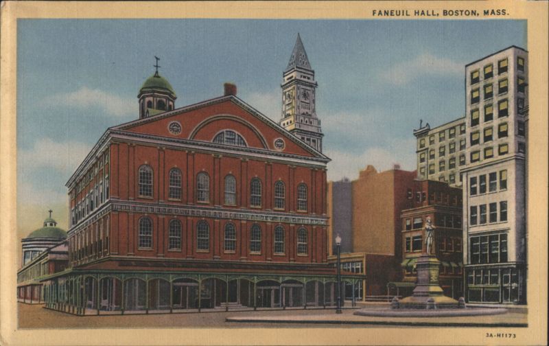 Faneuil Hall, Custom House, Samuel Adams Statue Boston Massachusetts