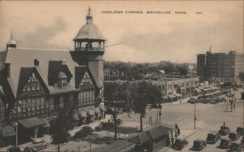 Coolidge Corner, Brookline - Street Scene with Buildings Massachusetts