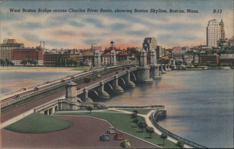 West Boston Bridge, Charles River Basin, Boston Skyline Massachusetts