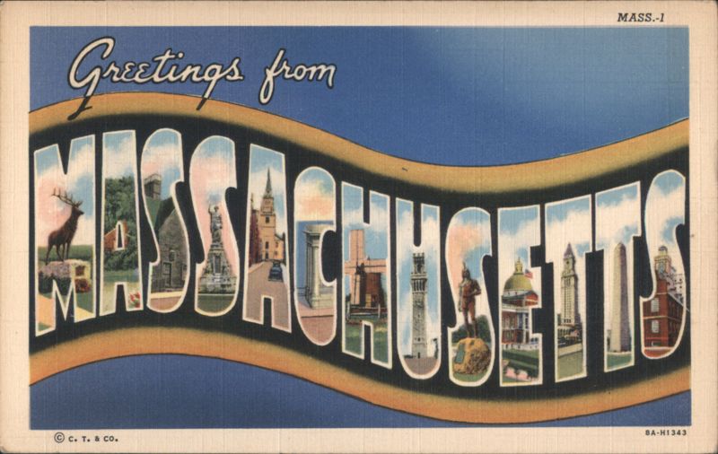 Greetings from Massachusetts Letter View Scenes