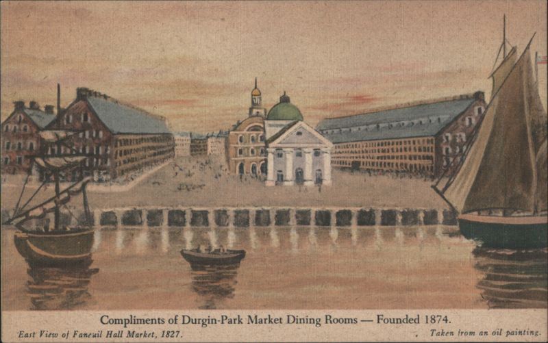East View of Faneuil Hall Market, 1827 - Durgin-Park Boston Massachusetts