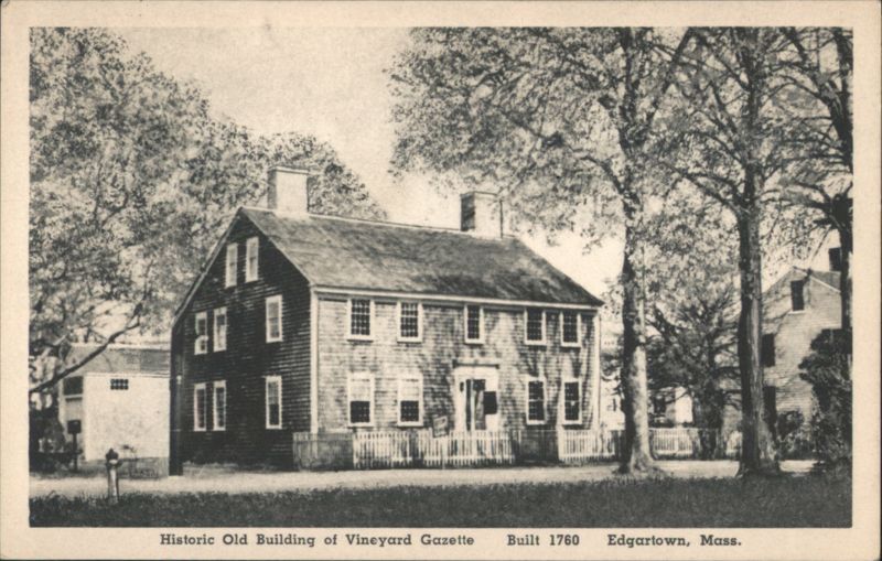 Historic Old Building of Vineyard Gazette, Built 1760 Edgartown Massachusetts