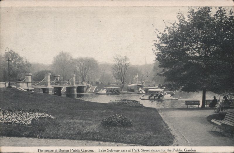 Boston Public Garden Swan Boats & Bridge Massachusetts