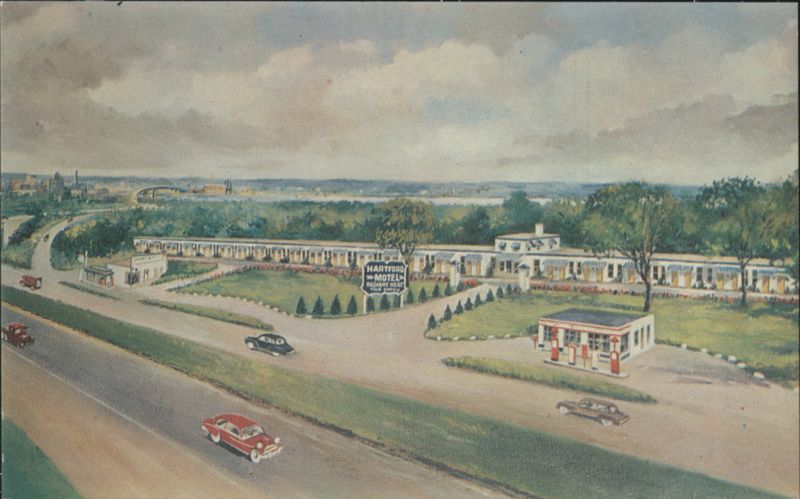 Hartford Motel, 105 Air Conditioned Rooms, Aerial View Connecticut