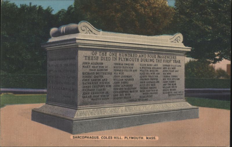 Sarcophagus, Coles Hill, Plymouth, MA - Mayflower Passengers Massachusetts