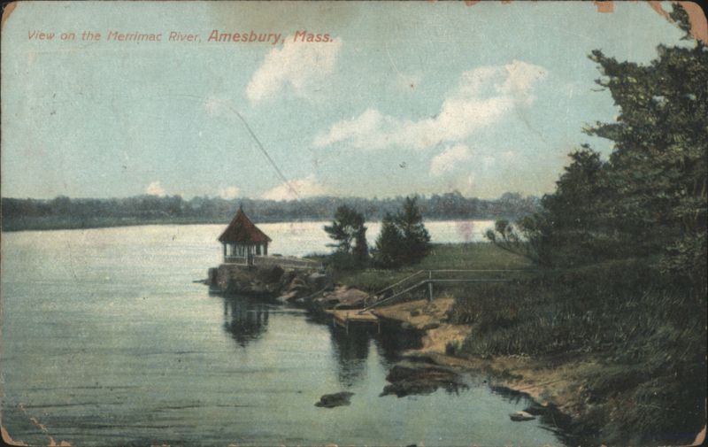 Merrimac River View, Gazebo on Rocky Outcrop Amesbury Massachusetts